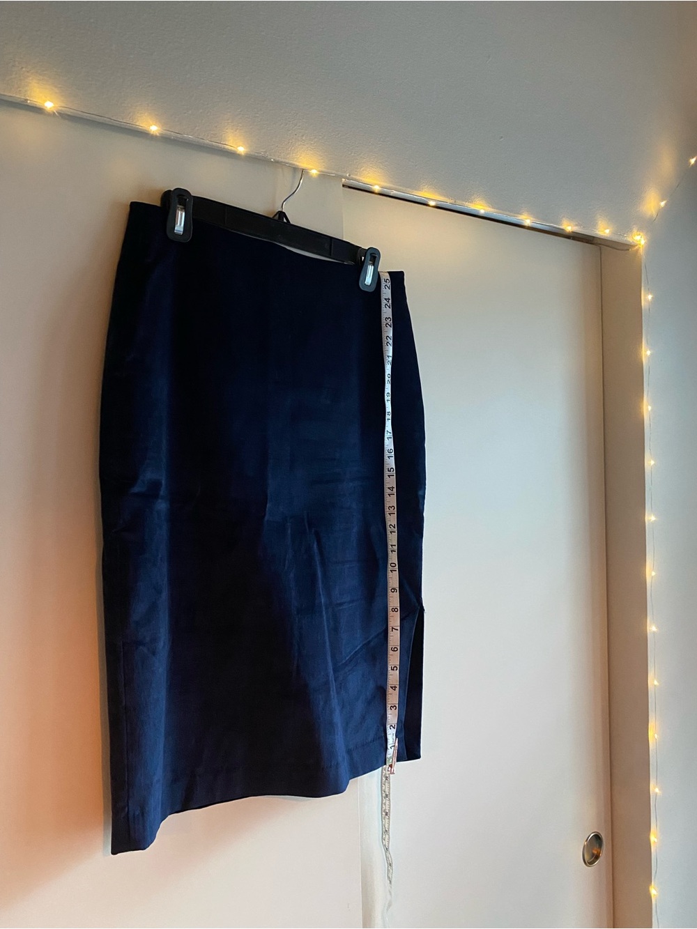 Banana Republic Velvet Navy Pencil Skirt with Side Slit